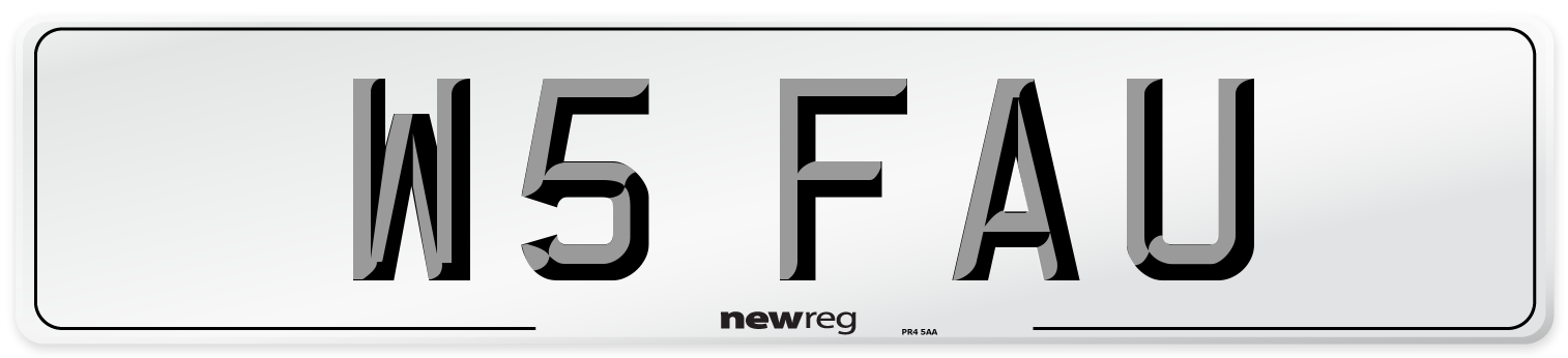 W5 FAU Number Plate from New Reg